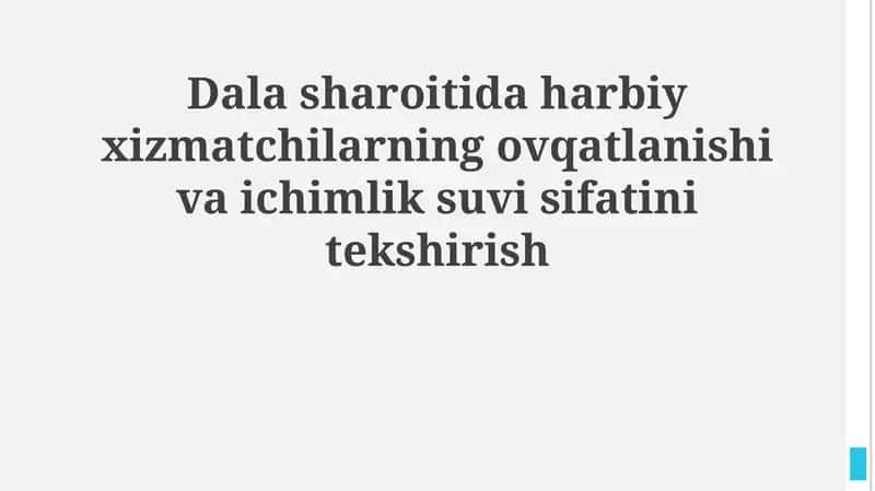Suv va oziq-ovqat sifatini ta'minlash 1