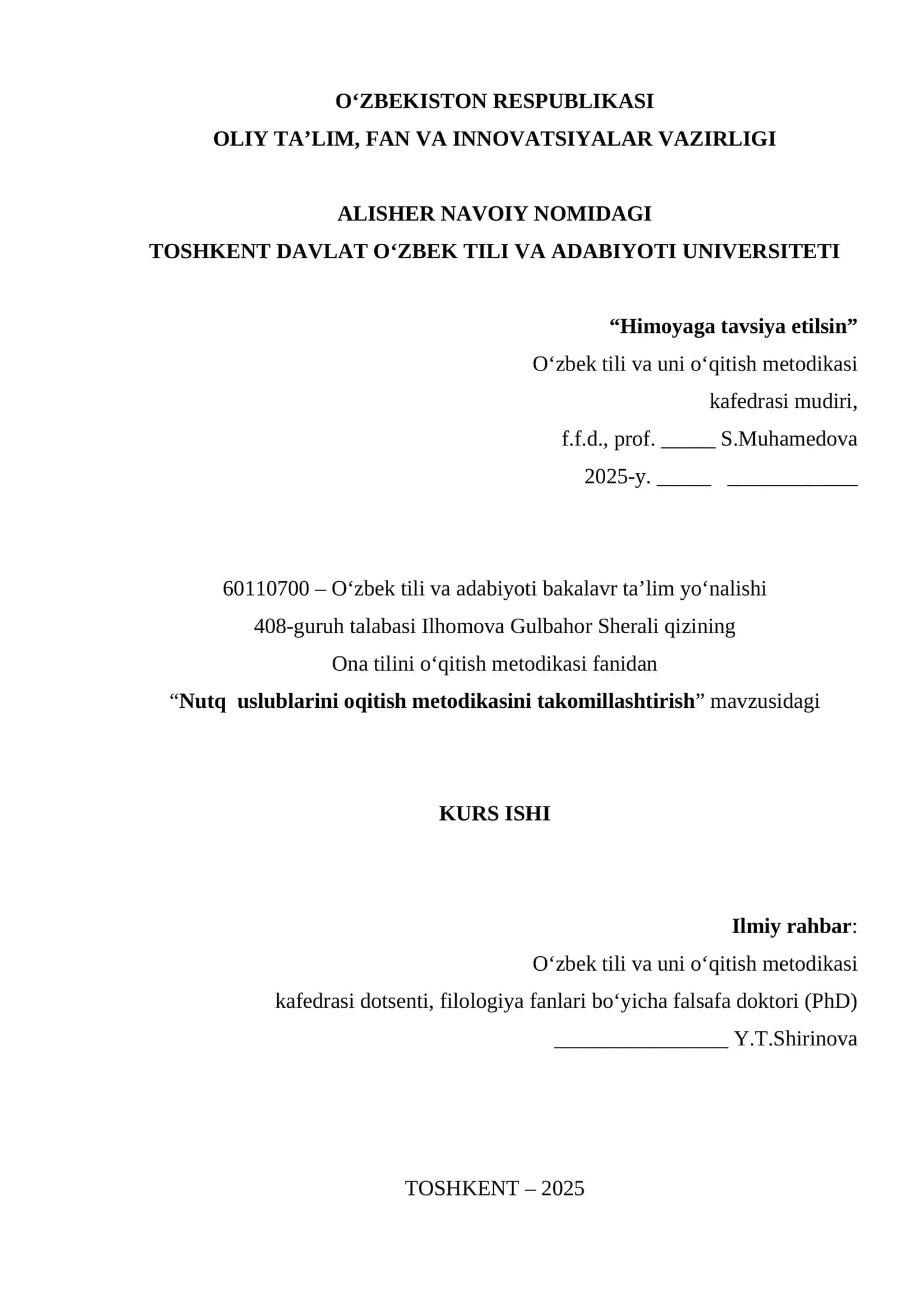 Nutq  uslublarini oqitish metodikasini takomillashtirish 1