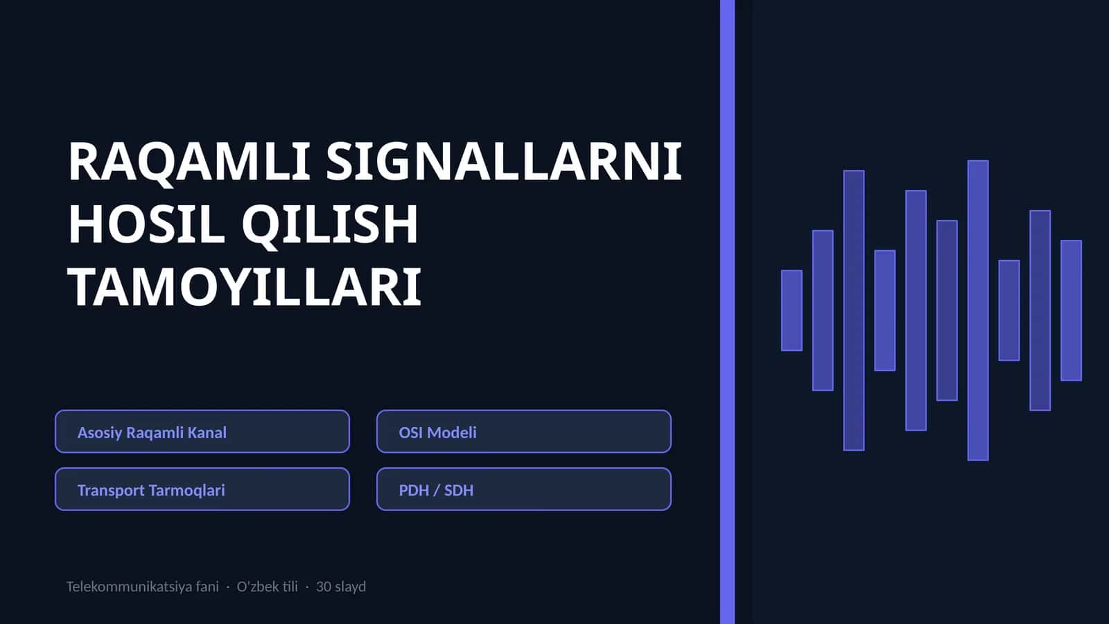 RAQAMLI SIGNALLARNI HOSIL QILISH TAMOYILLARI 1