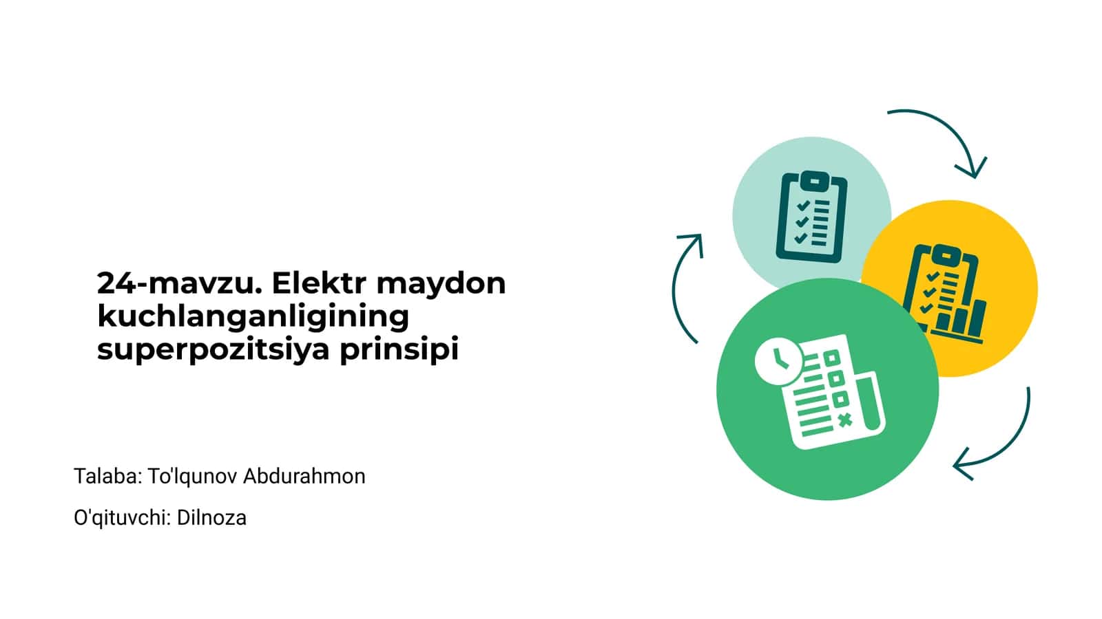 Elektr maydon kuchlanganligining superpozitsiya prinsipi 1