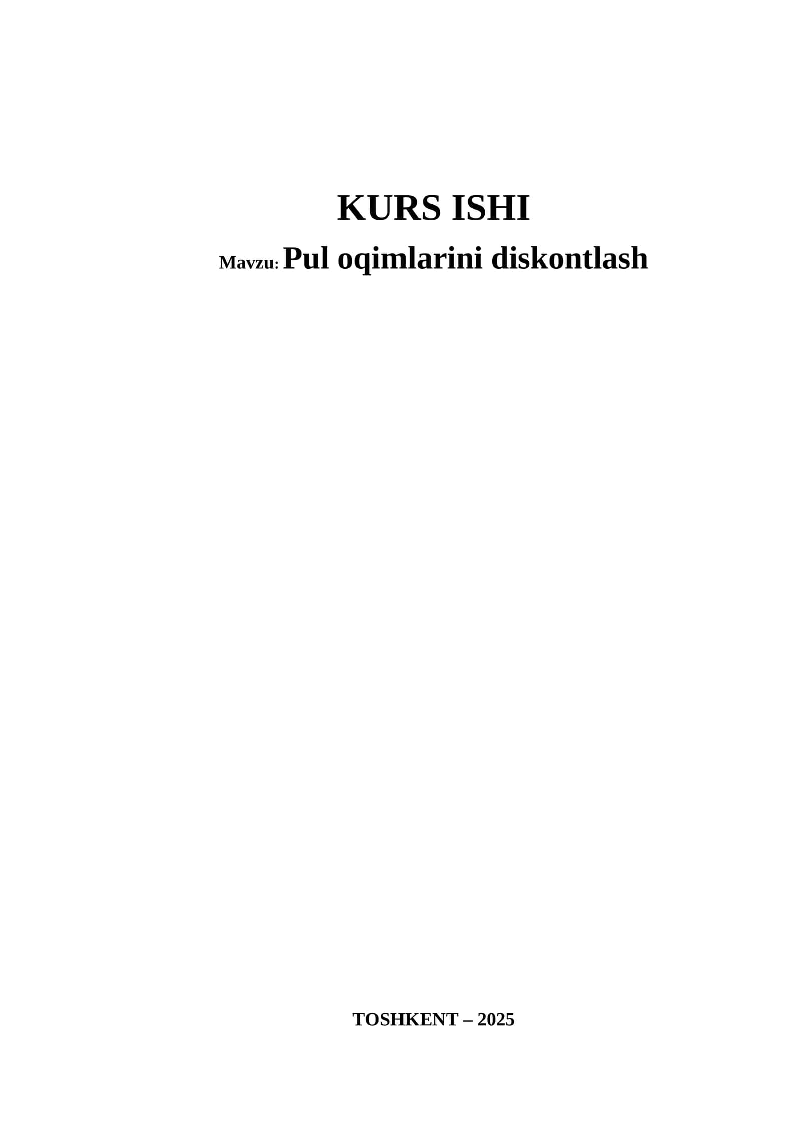 Pul oqimlarini diskontlash 1
