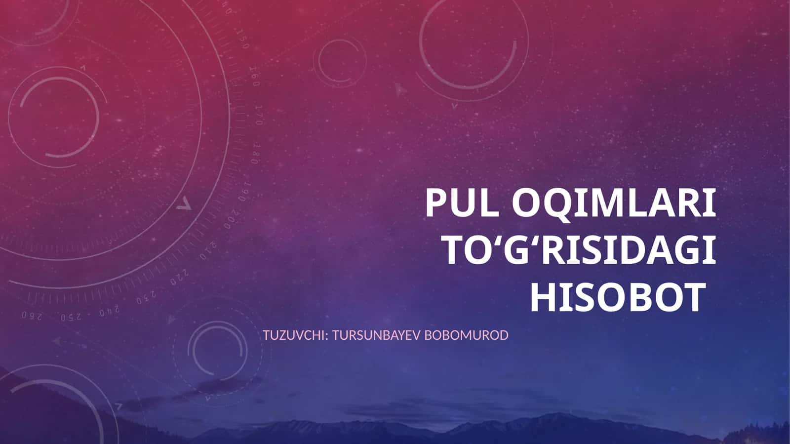 Pul Oqimlari To'g'risidagi Hisobot 1