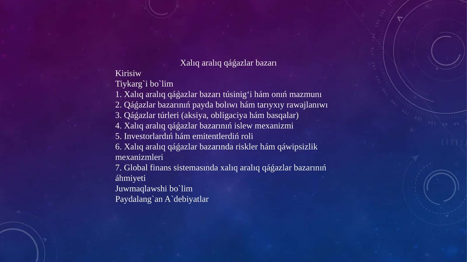 Xalıq aralıq qáǵazlar bazarı 1
