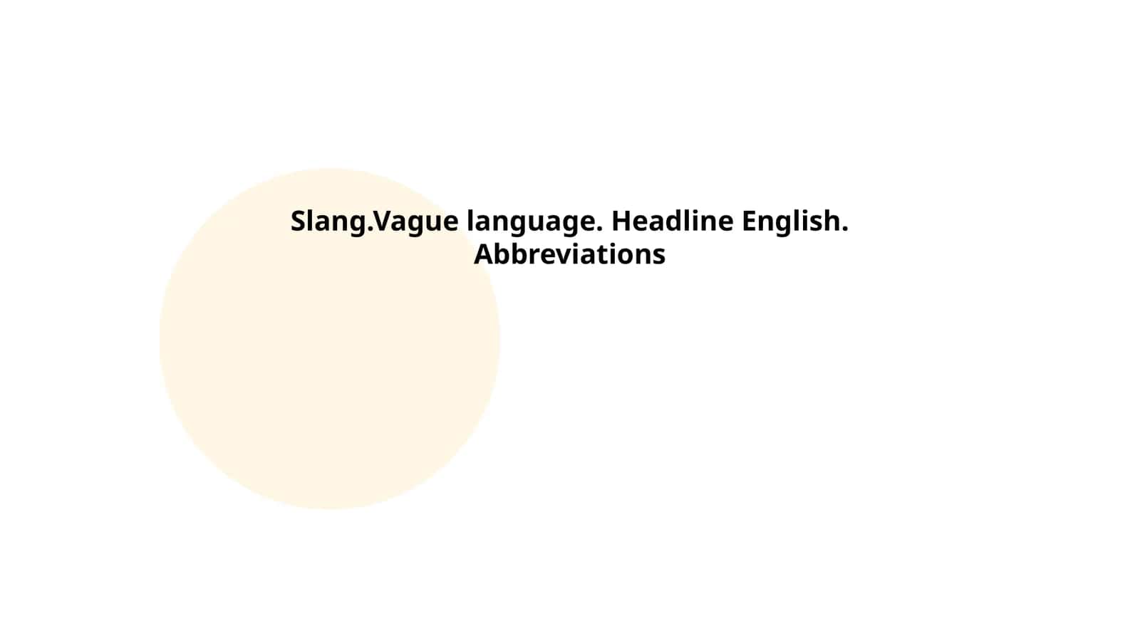 Slang.Vague language. Headline English. Abbreviations 1