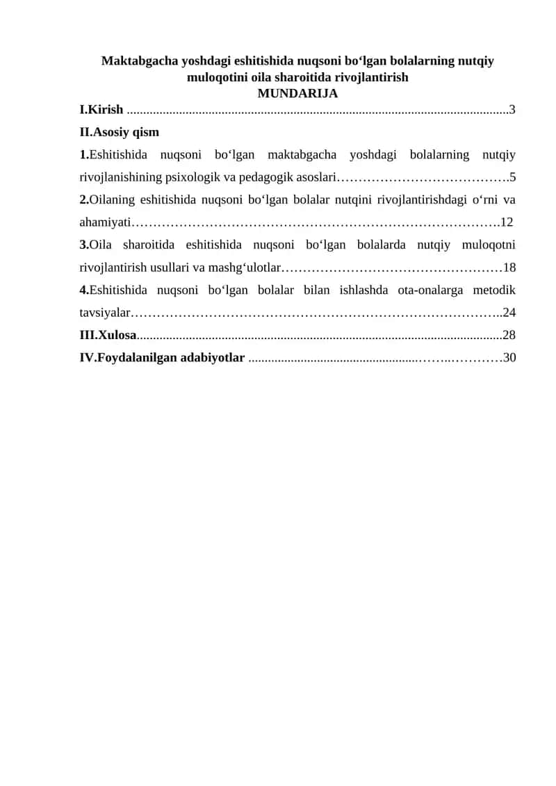 Maktabgacha yoshdagi eshitishida nuqsoni bo‘lgan bolalarning nutqiy muloqotini oila sharoitida rivojlantirish 1