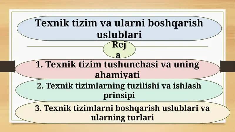 Texnik tizim va ularni boshqarish uslublari 1