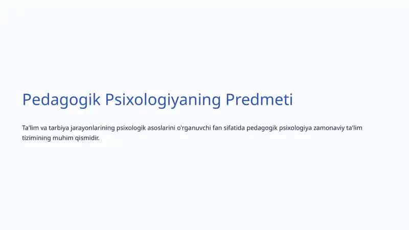 Pedagogik Psixologiyaning Predmeti 1