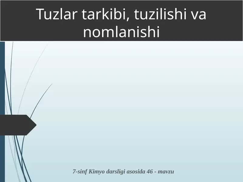 Tuzlar tarkibi, tuzilishi va nomlanishi 1