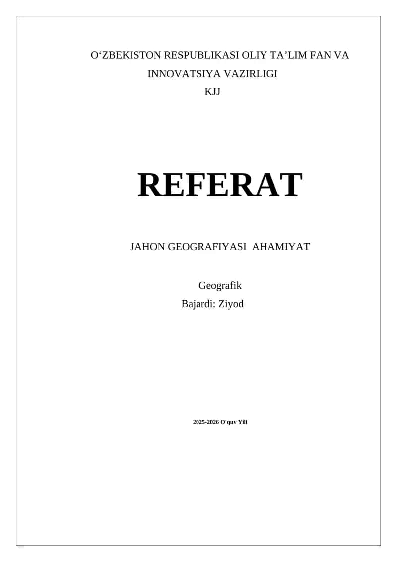 Jahon geografiyasi ahamiyati 1