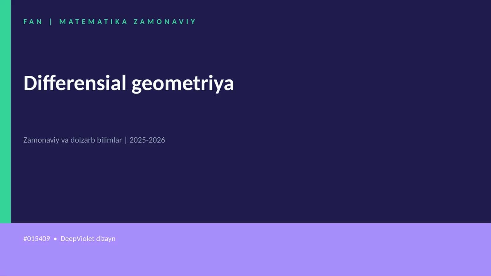 FAN | MATEMATIKA ZAMONAVIY 1