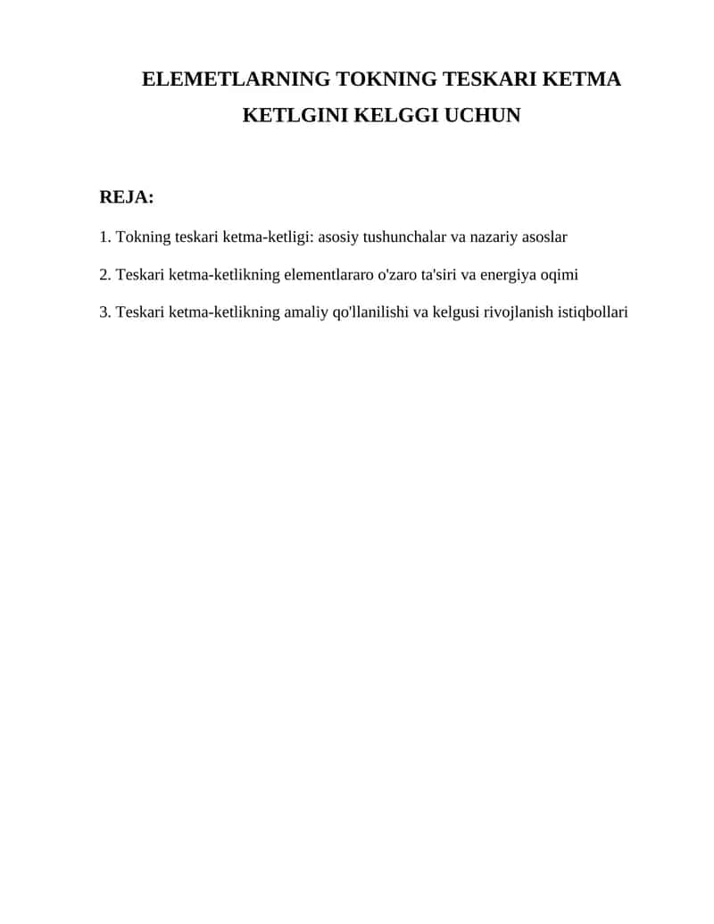 Tokning teskari ketma-ketligi 1