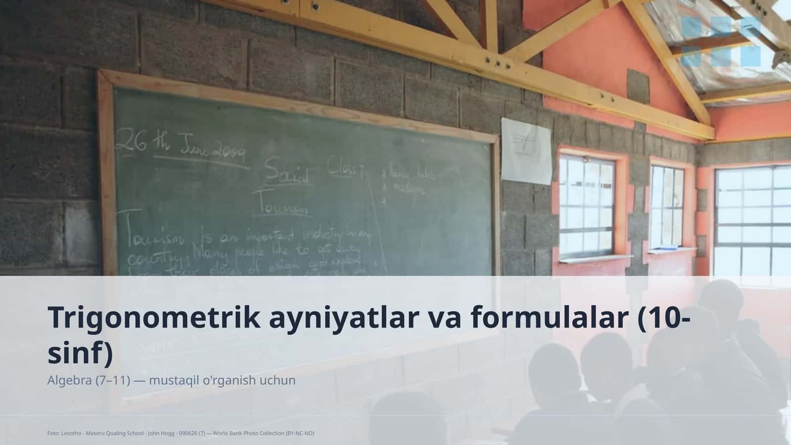 Trigonometrik ayniyatlar va formulalar (10-sinf) 1