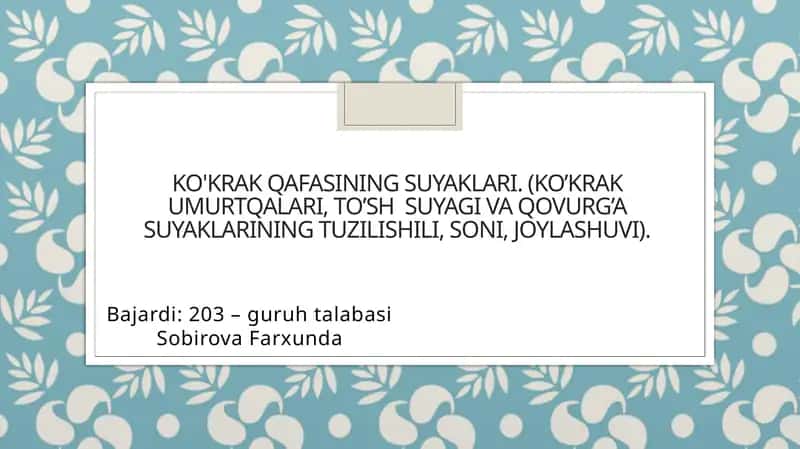 Ko'krak qafasinings uyaklari 1