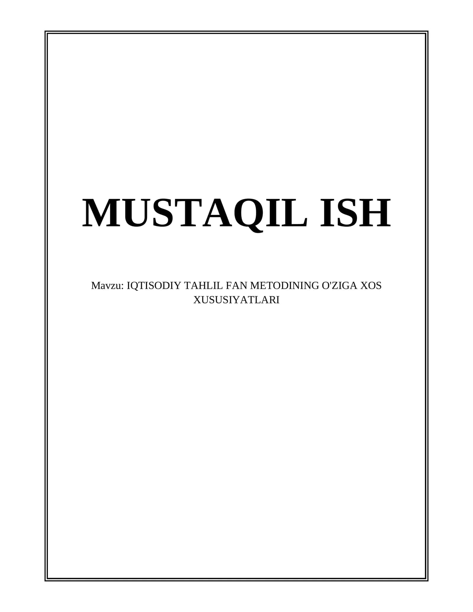IQTISODIY TAHLIL FAN METODI 1