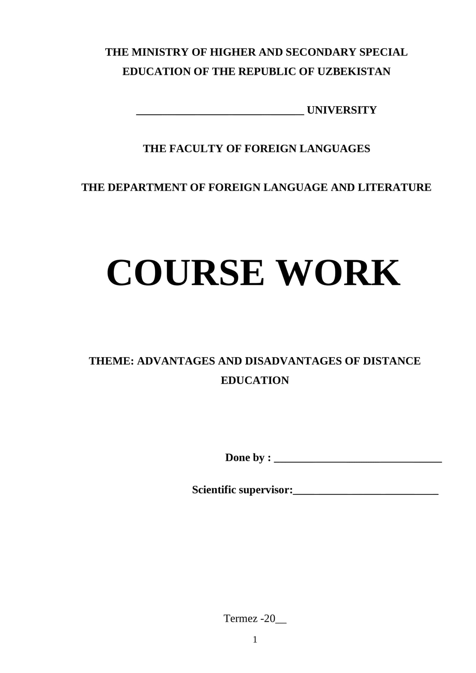 ADVANTAGES AND DISADVANTAGES OF DISTANCE EDUCATION 1