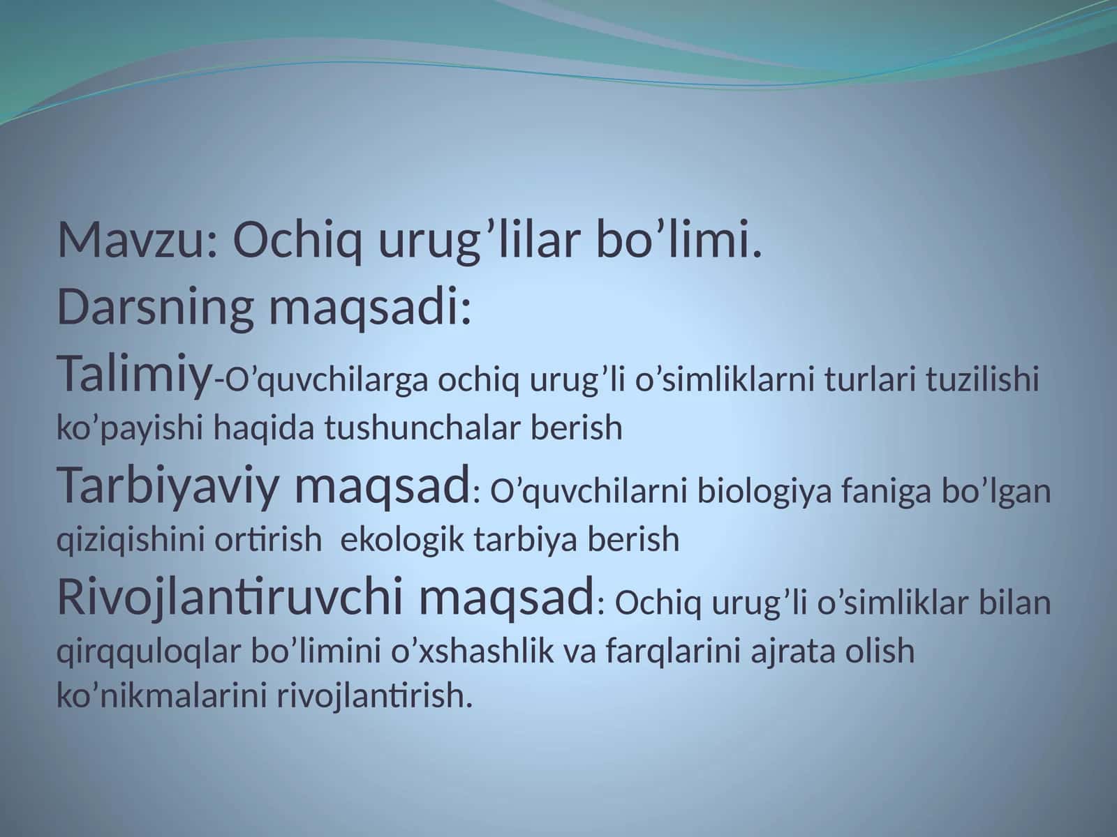Ochiqurug’lilar bo’limi 1