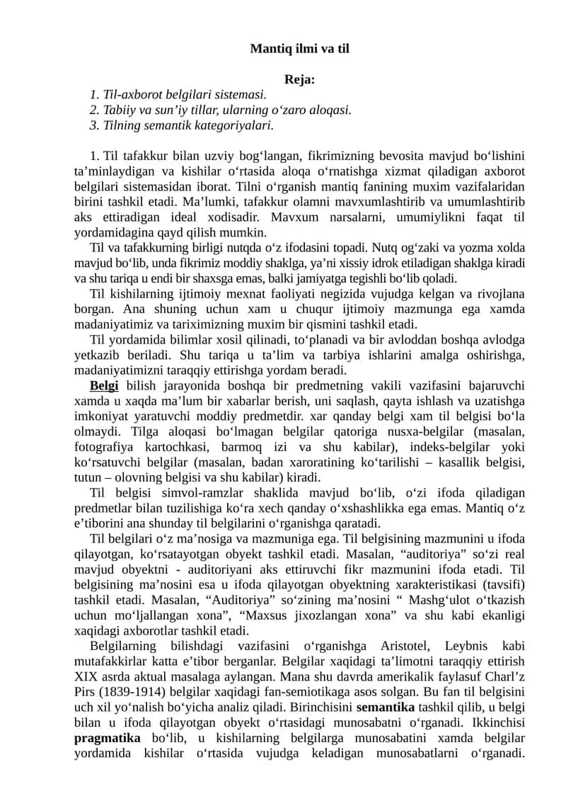 Mantiq ilmi va til 1