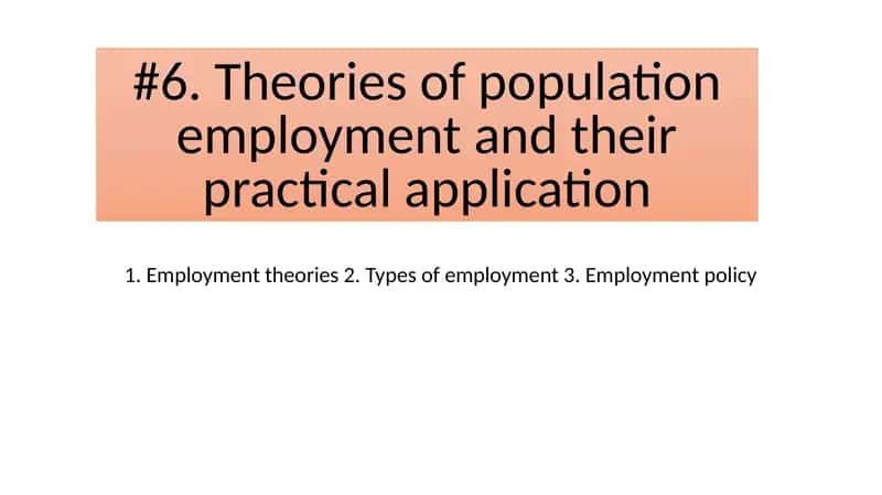 Population Employment Theories 1