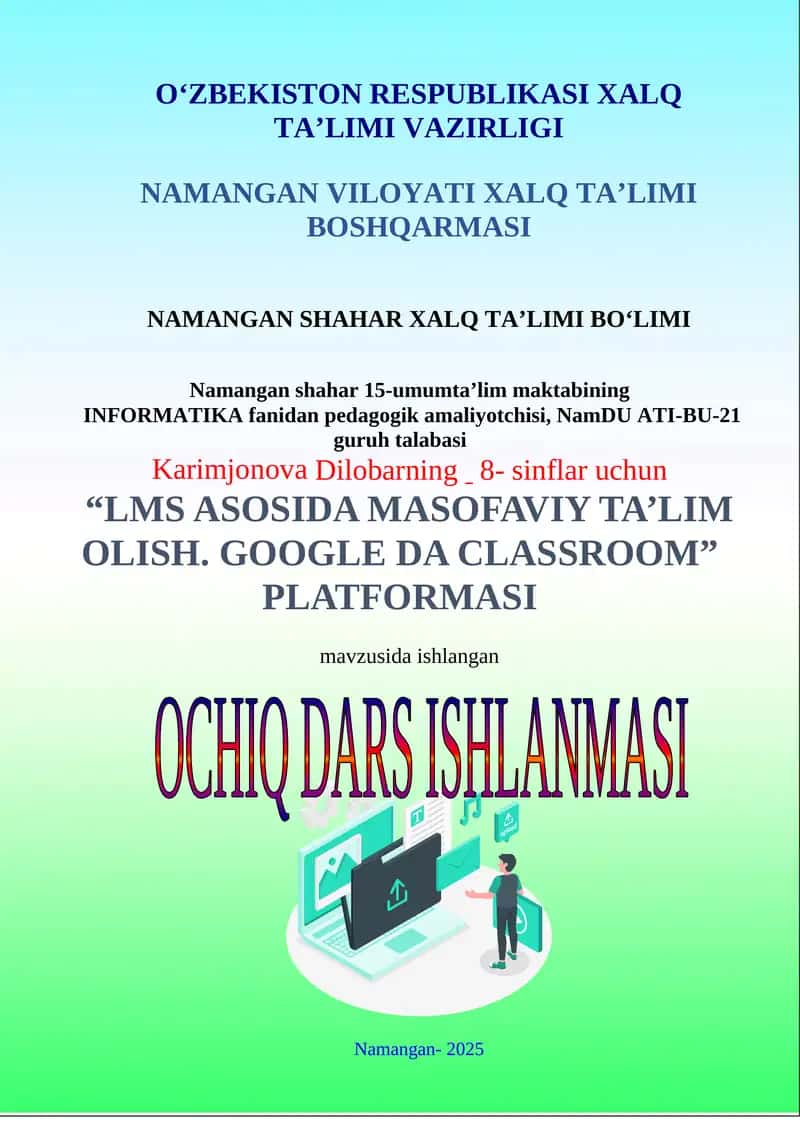 "LMS asosida masofaviy ta’lim olish. Google da classroom" platformasi 1