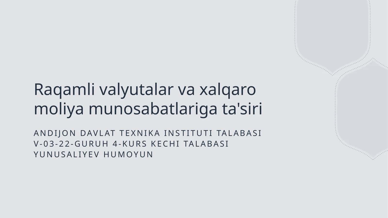 Raqamli valyutalar va xalqaro moliya munosabatlariga ta'siri 1
