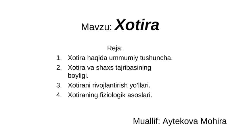Xotira 1