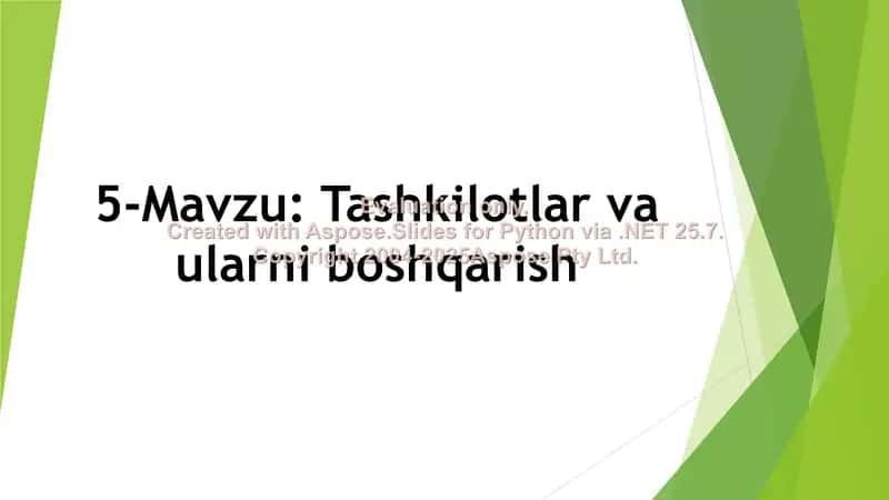 Tashkilotlar va ularni boshqarish 1