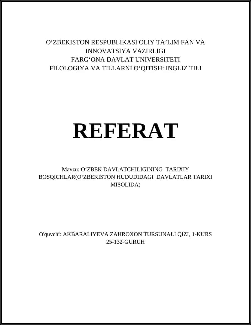 Oʻzbek Davlatchiligining Tarixiy Bosqichlar 1
