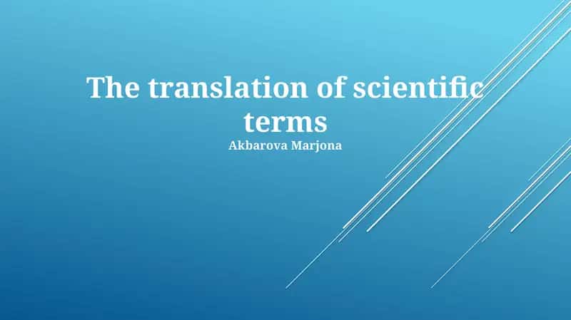 The translation of scientific terms 1