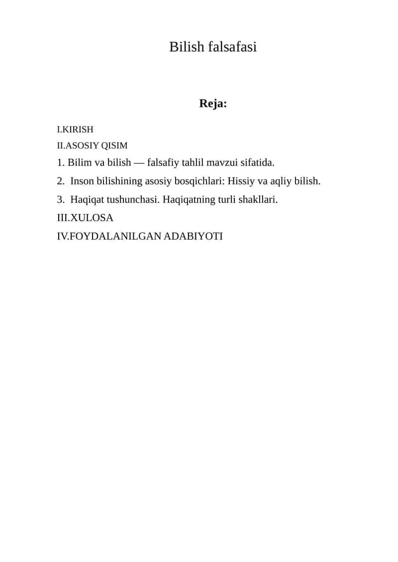 Bilish falsafasi 1