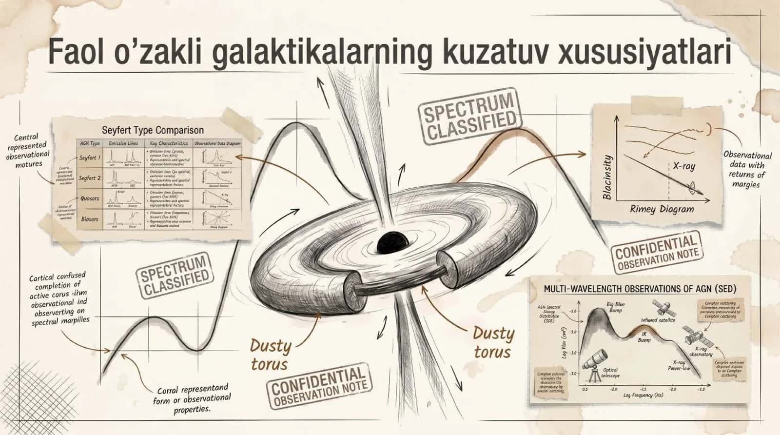 Faol o‘zakli galaktikalarning kuzatuv xususiyatlari 1