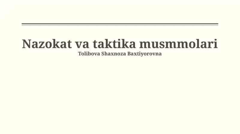 Nazokat va taktika musmmolari 1