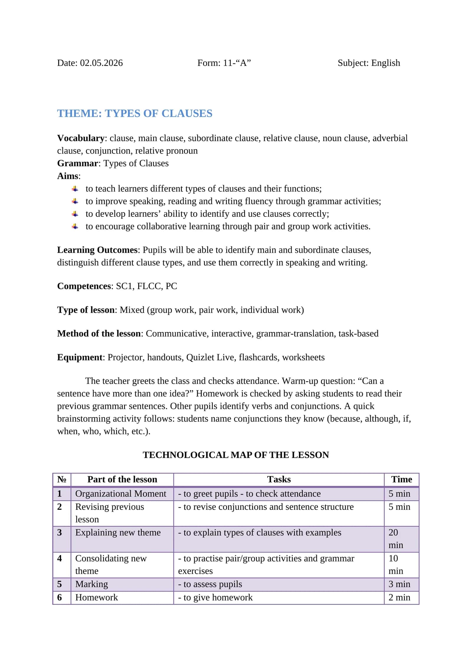 TYPES OF CLAUSES 1