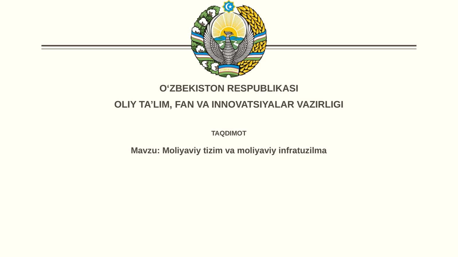 Moliyaviy tizim va moliyaviy infratuzilma 1