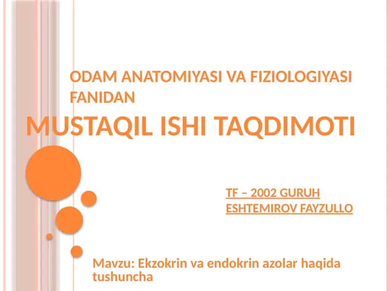 Ekzokrin va endokrin azolar haqida tushuncha 1
