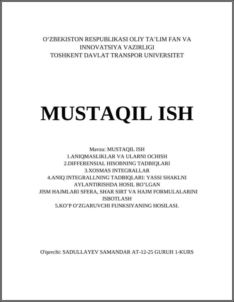 Chiziqli aniqmasliklar va yechim toʻplamini topish 1
