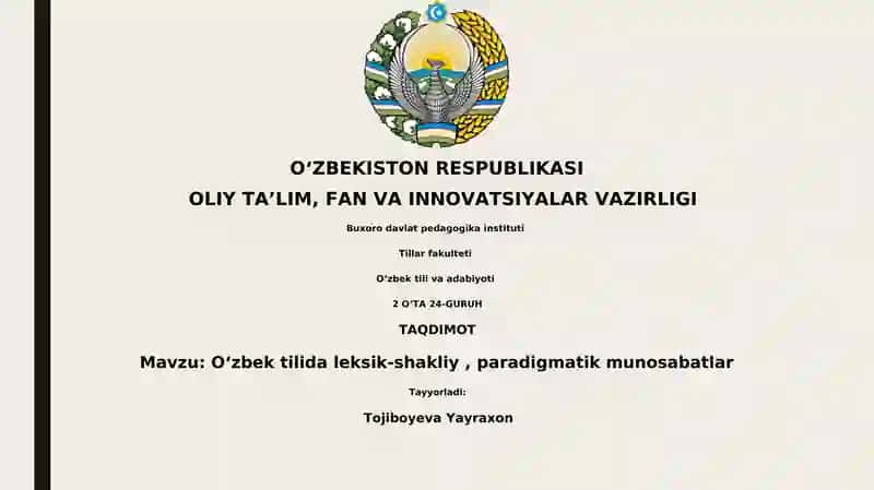 Oʻzbek tili va adabiyoti