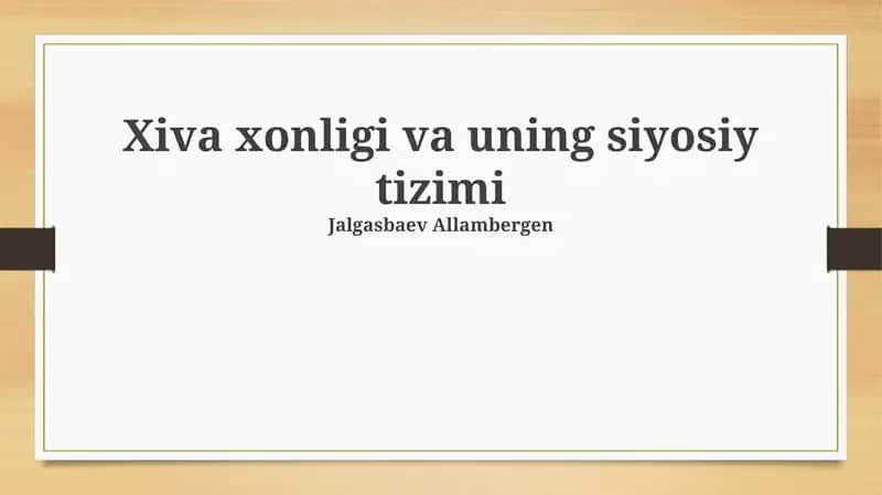 Xiva xonligi va uning siyosiy tizimi 1