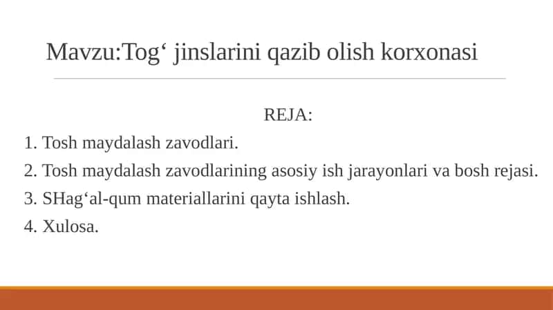 Tog‘ jinslarini qazib olish korxonasi 1