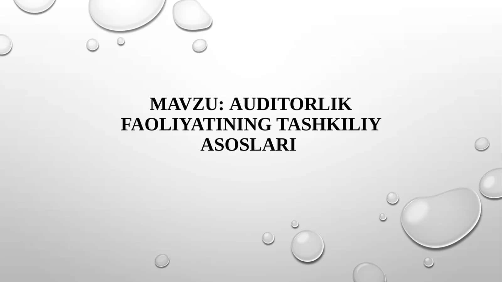 Auditorlik faoliyati ning tashkiliyasoslari 1