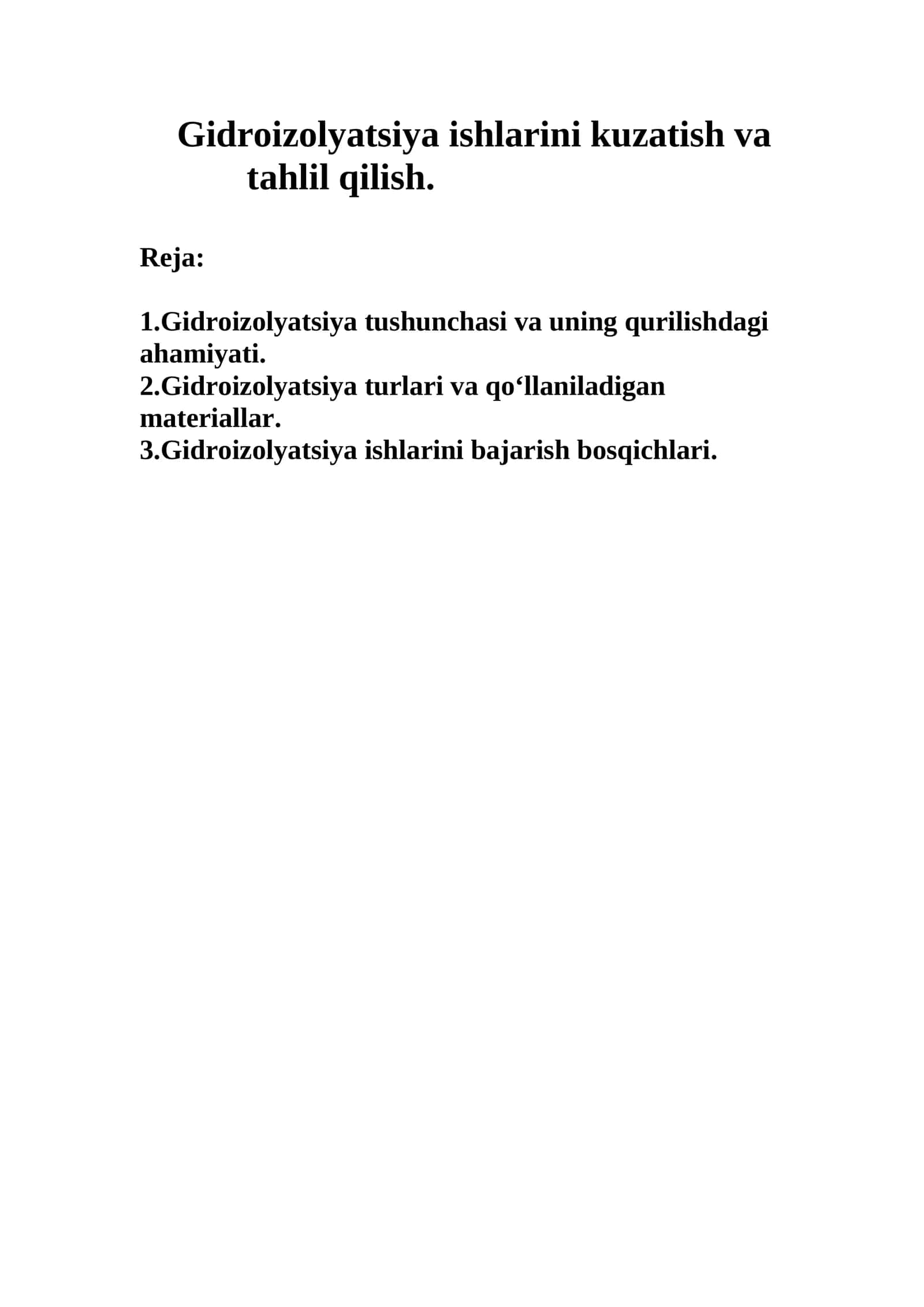 Gidroizolyatsiya ishlarini kuzatish va tahlil qilish 1