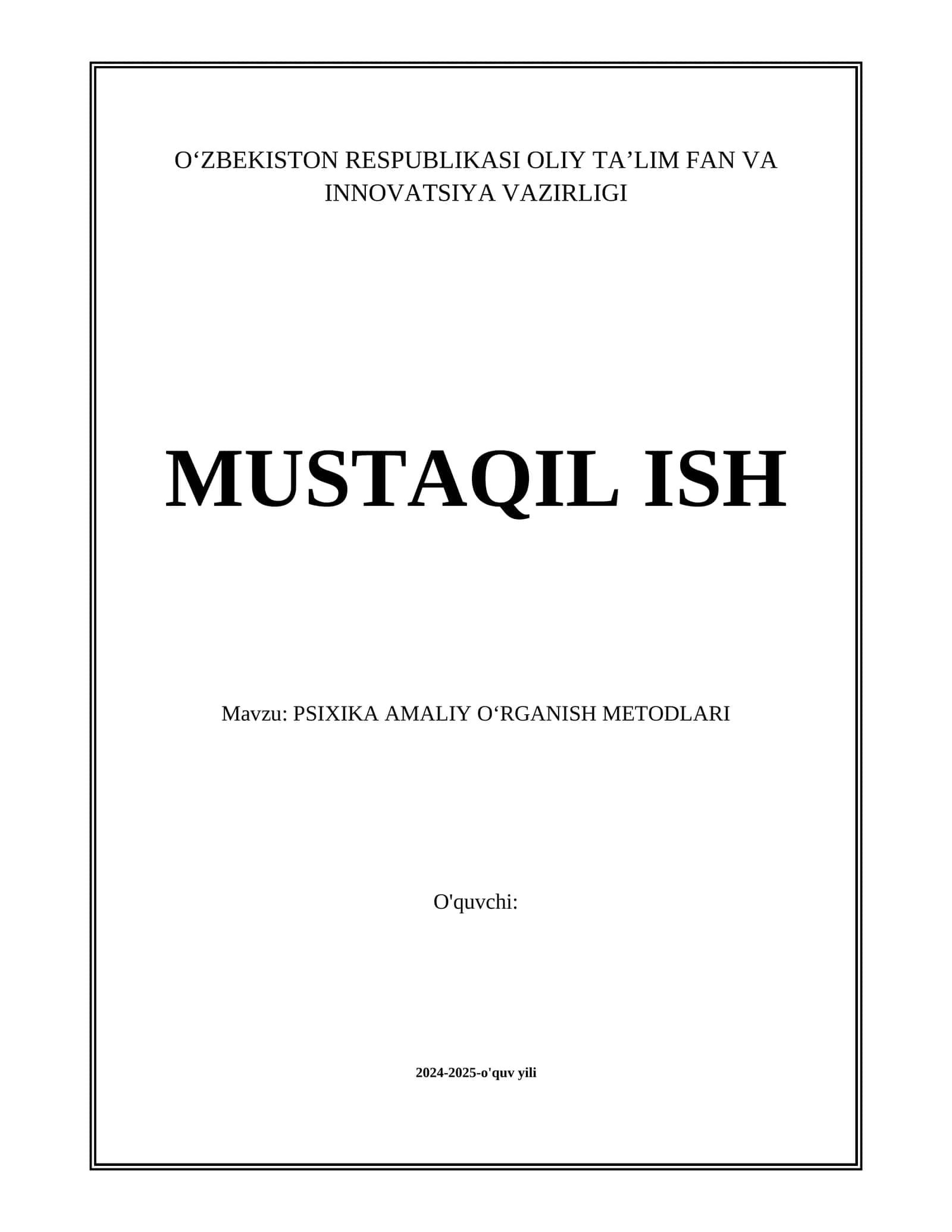 PSIXIKA AMALIY OʻRGANISH METODLARI 1