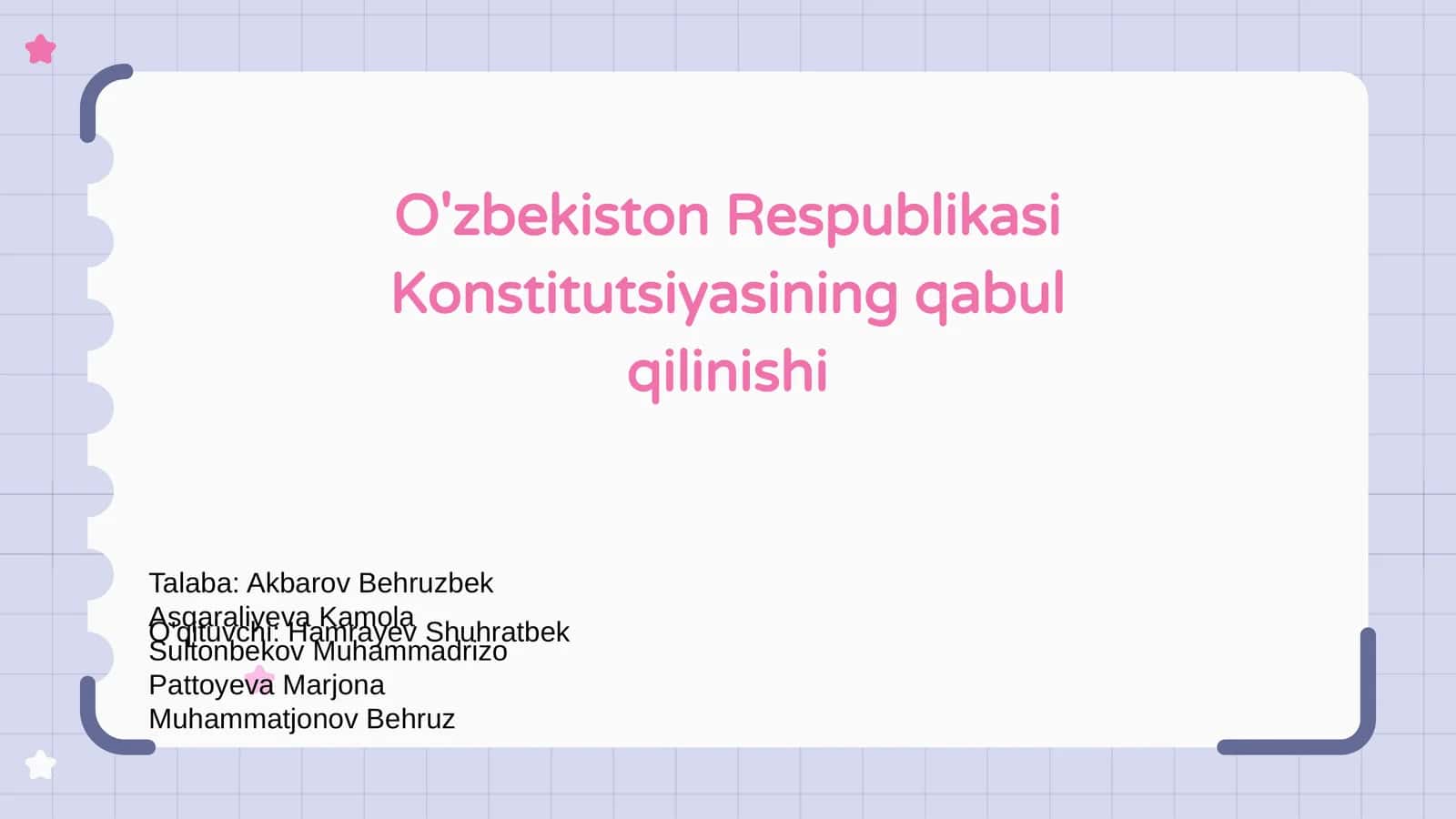 O'zbekiston Respublikasi Konstitutsiyasining qabul qilinishi 1
