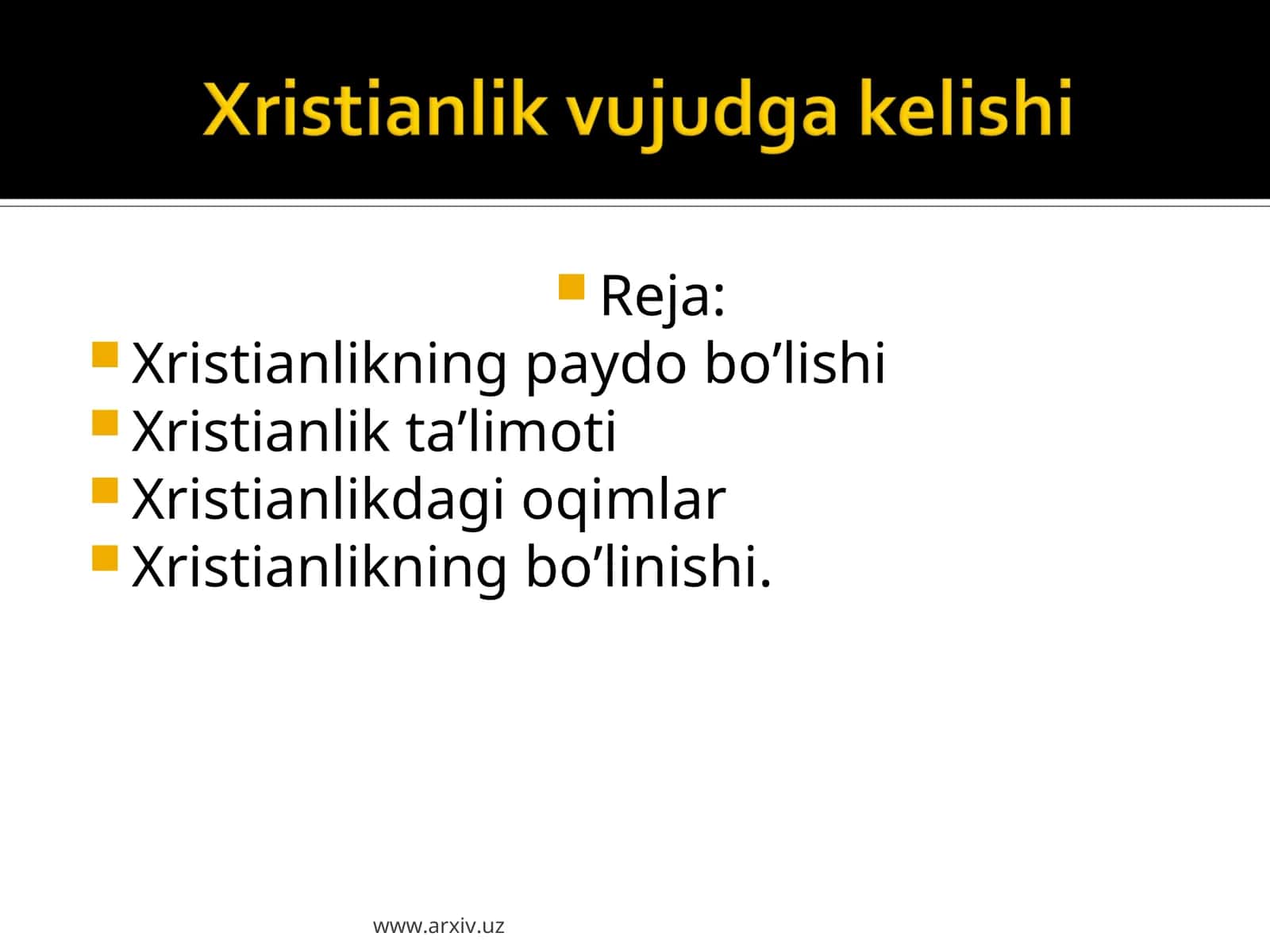Xristianlikning paydo bo’lishi 1