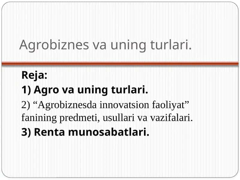 Agrobiznes va uning turlari 1