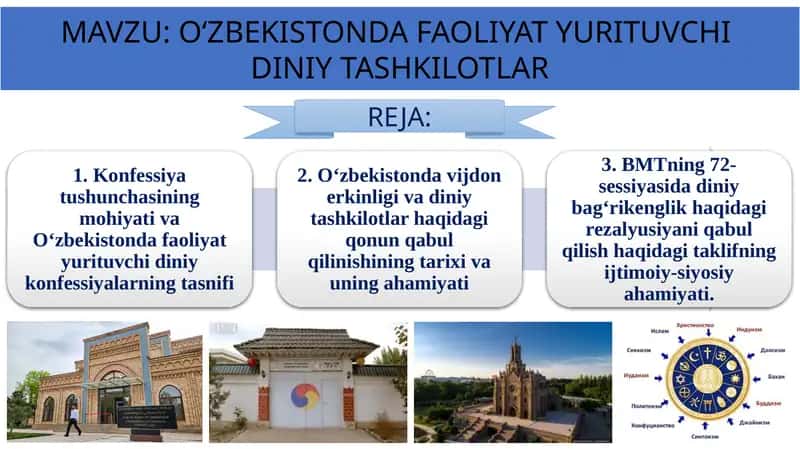 O‘ZBEKISTONDA FAOLIYAT YURITUVCHI DINIY TASHKILOTLAR 1