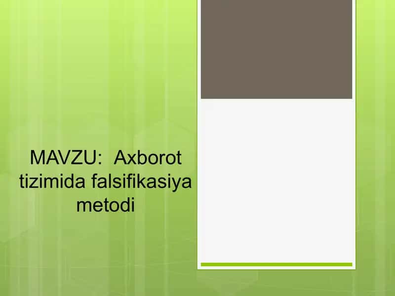 Axborottizimida falsifikasiya metodi 1
