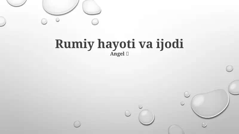 Rumiy hayoti va ijodi 1