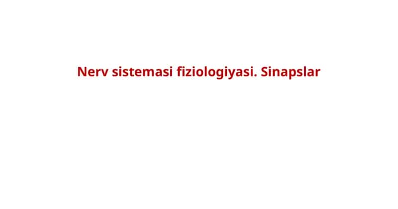 Nervsistemasifiziologiyasi.Sinapslar 1
