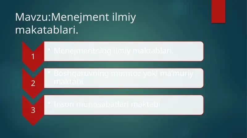 Menejment ilmiy maktablari 1
