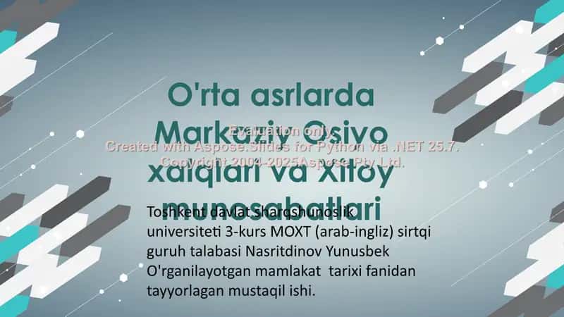 Markaziy Osiyo xalqlari va Xitoy munosabatlari 1